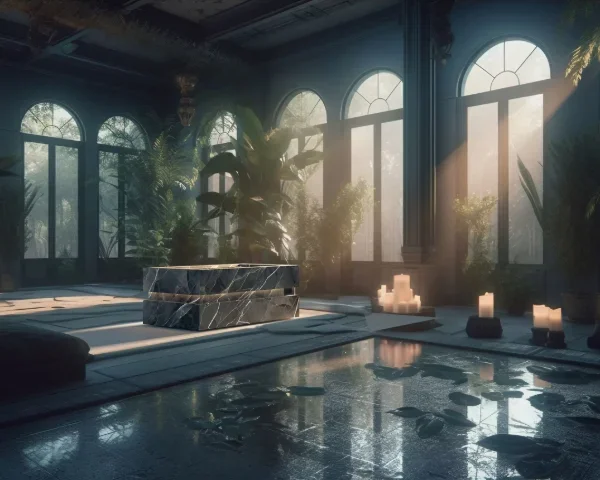 Banheira BJÖRN da Nordic Vitality para banho quente e frio, com interior em pedra natural, num spa interior