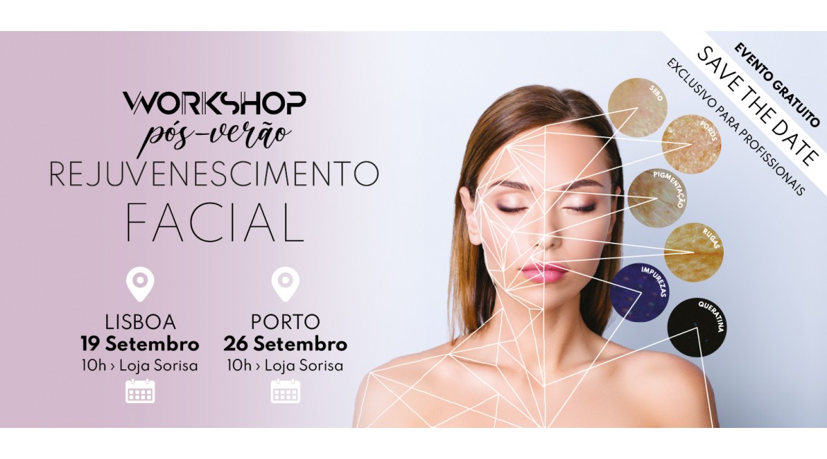 workshop REJUVENESCIMENTO FACIAL PÓS VERÃO . Lisboa 19 de Setembro e 26 Setembro PORTO 
